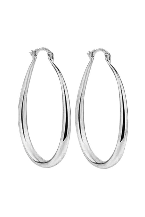 Earrings Product Category Fashion Silver Oversize Style for Women Metallic Round Jewelry English Title