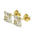 thumbnail image 1 of Earrings Prong Clear Square Crystal 24k Gold Plated Over Surigcal Steel (6mm (1) Piece) B/4/6, 1 of 1