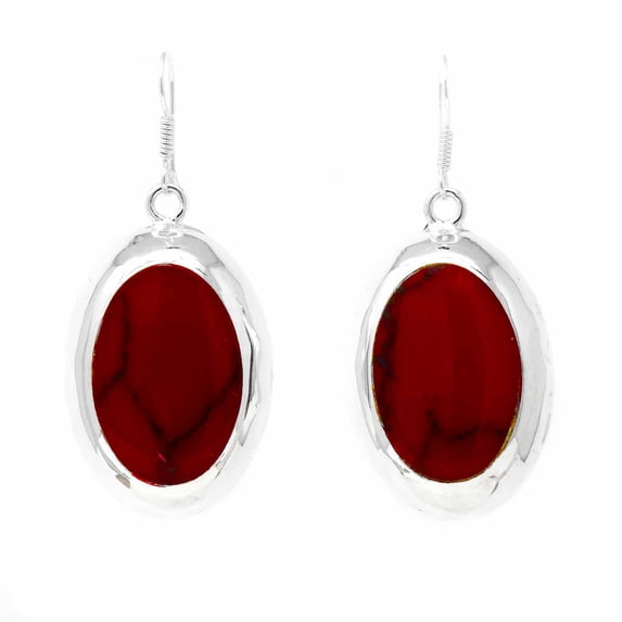 Earrings Red Jasper Ovals