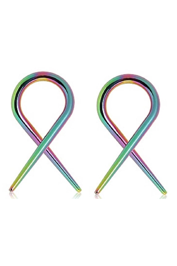 Earrings Rings 316l Surgical Steel Swirl Twist Tapers - Sold As a Pair 16g Rainbow