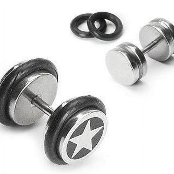 Earrings Rings Fake Cheater Star Plug 16 gauge - Sold as pair