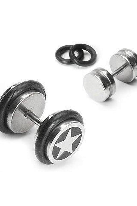 Earrings Rings Fake Cheater Star Plug 16 gauge - Sold as pair