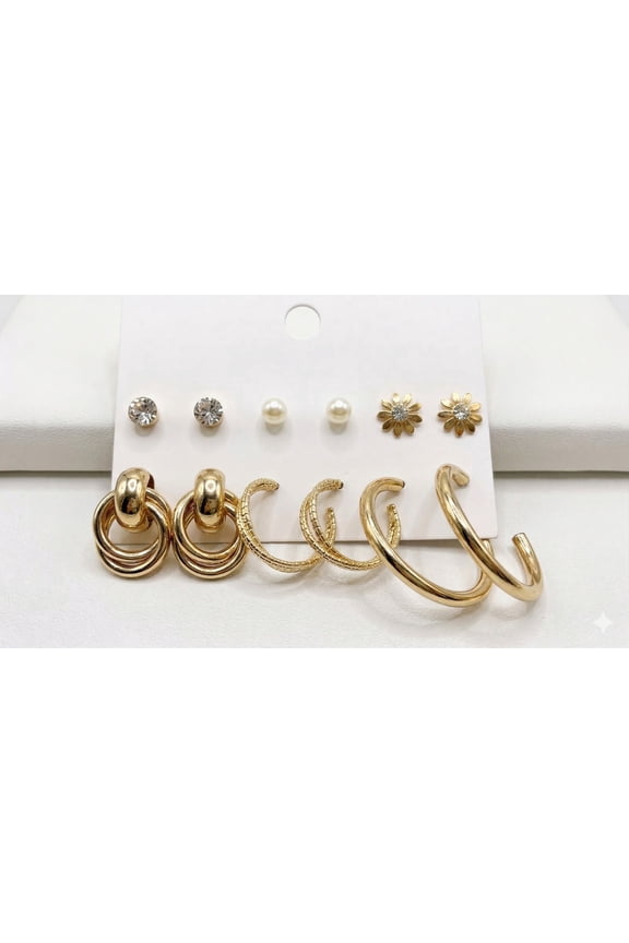 Earrings Set for Women Stud and Hoop Combo Multipack Gold Style Minimal Jewelry Collection for Daily Wear and Party Use