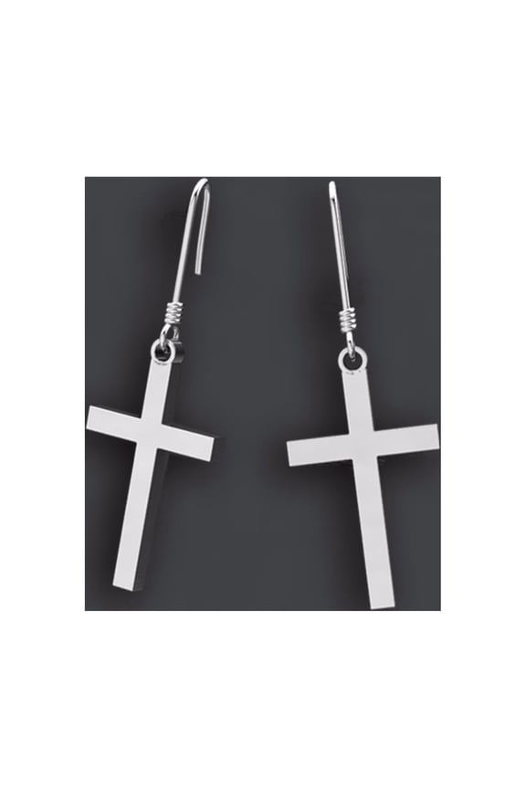 Logos Jewelry - Simple Cross, Sterling Silver Earrings