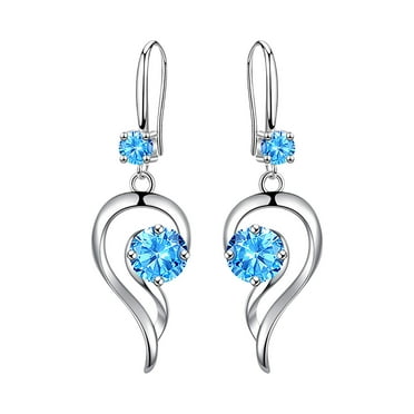 Earrings Stainless Steel Round Earrings Women Creative Earrings Diamond Dangling Earrings For Women Metal Blue