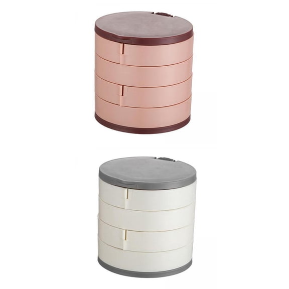 Earrings Storage Case,Jewelry Organizer Jewelry Storage Box with Mirror,4-Layer Rotating Earring Holder Container Women,Bracelets Rings Tray Case with Lid,Multilayer Rotating