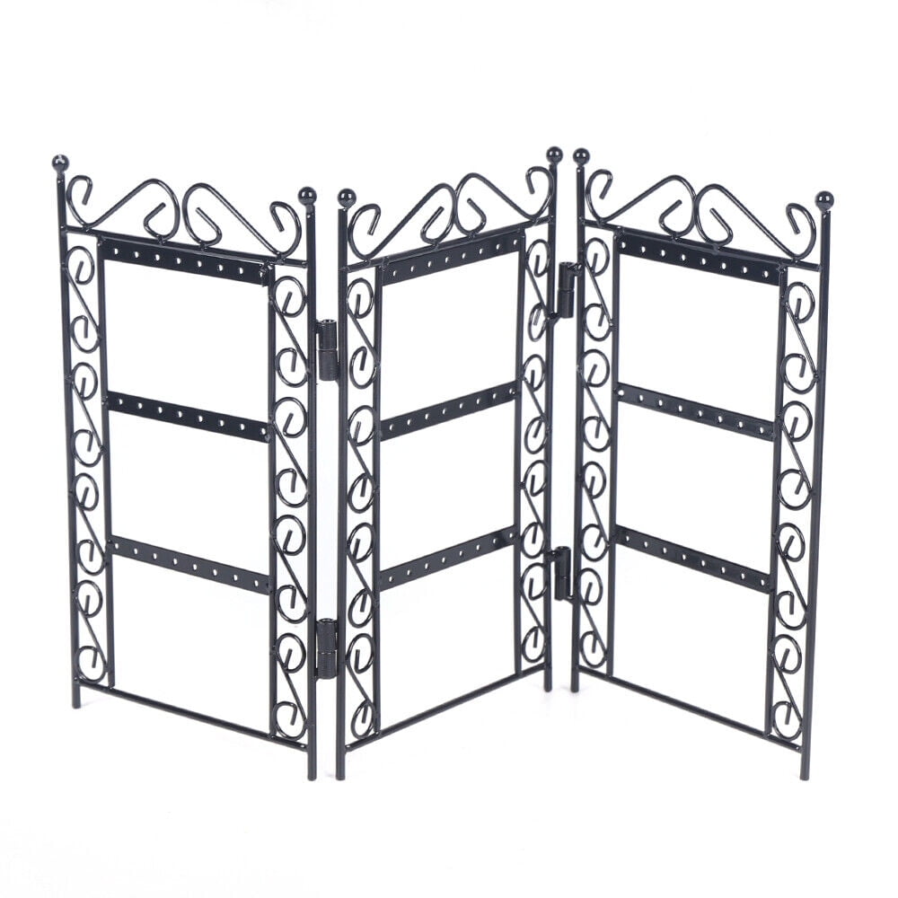 Earrings Storage Rack 72 Hole Ear Studs Display Stand Metal Foldable