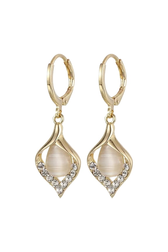 Earrings Teardrop Crystal Inlay Drop Earrings Elegant Feminine Ear Jewelry Wedding Party Daily Wearable Ear Accessories Shiny Waterdrop Beige