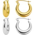 thumbnail image 1 of Earrings for Women, 14K Gold plated Hoop Earrings for Women & Silver Hoop Earrings for Women, Hypoallergenic Earrings Set for Women, Trendy Jewelry Gifts for Lover Mom, 1 of 5