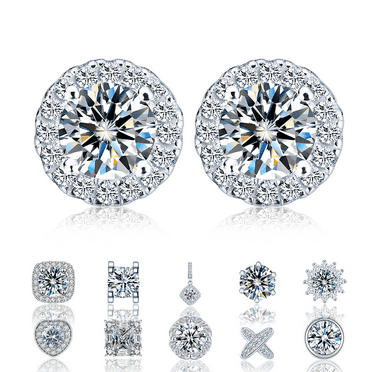 Earrings for Women, Moissanite Jewelry 1ct with GRA, S925 Silver Screw Steel Flat Back Stud Hypoallergenic Round Diamond Piercing Earrings, Gift for Women Men.