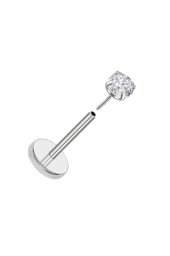 Earrings for Men and Women Non Threaded Flat Back Ear Piercing Jewelry - Comfortable Push-In Design for Nose Lip Cartilage and Various Piercings
