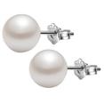 thumbnail image 1 of Earrings for Women 925 Sterling Silver Aaa Genuine Freshwater Cultured Pearl White Button Stud Earrings for Women 10Mm, 1 of 4