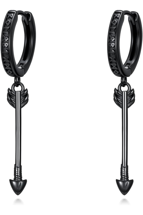 Earrings for Women 925 Sterling Silver Black Skeleton Hand Feather Arrow Axeskull Mens Hoop Earrings Jewelry Gifts for Chrismas Birthday Daily