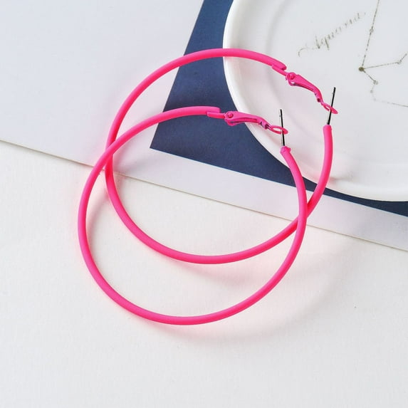 Earrings for Women Hoop Style 60MM Stainless Steel Large Retro Neon Dangle Earrings for Party and Everyday Wear