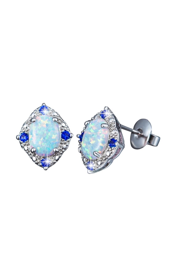 Earrings for Women Opal Diamond Zirconia Geometric Earrings Minimalist Cuff Piercing Studs Trendy Earrings
