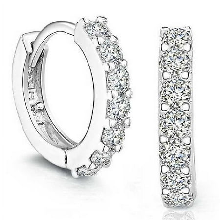 HOARBOEG Earrings for Women Valentine's Day Gifts Sterling Silver Rhinestones Hoop Diamond Stud Earrings for Women
