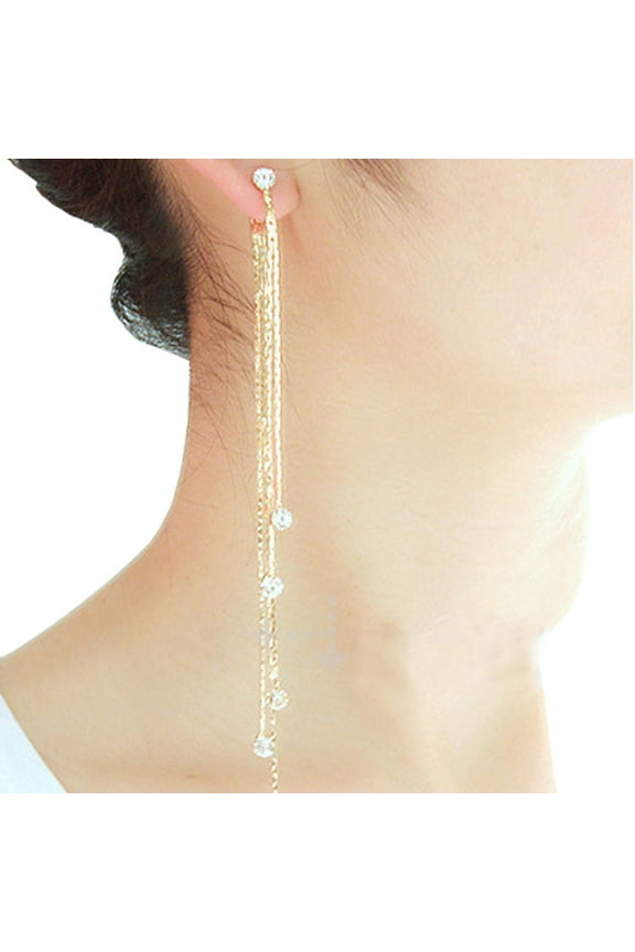 Earrings for Women Womens Party Cocktail Dangle Long Tassels Hook Drop Shiny Linear Gold Earring