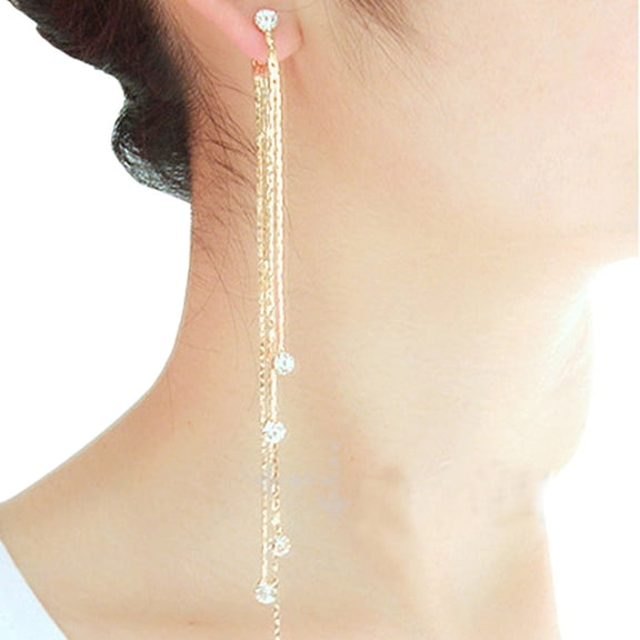 Earrings for Women Womens Party Cocktail Dangle Long Tassels Hook Drop Shiny Linear Gold Earring