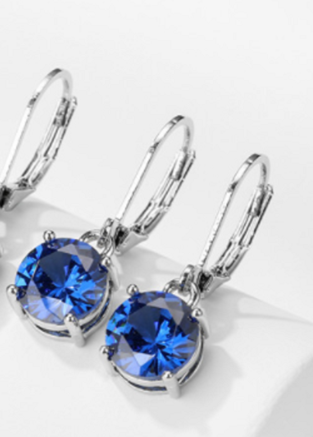Earrings for women Dangle Leverback Earrings,6mm Blue Cubic Zirconia Earring Set for Birthday