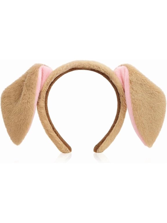 Ears Headband - Floppy Brown Plush Costume Accessory for Halloween, -Themed Parties, School Plays, and Dress-Up Events