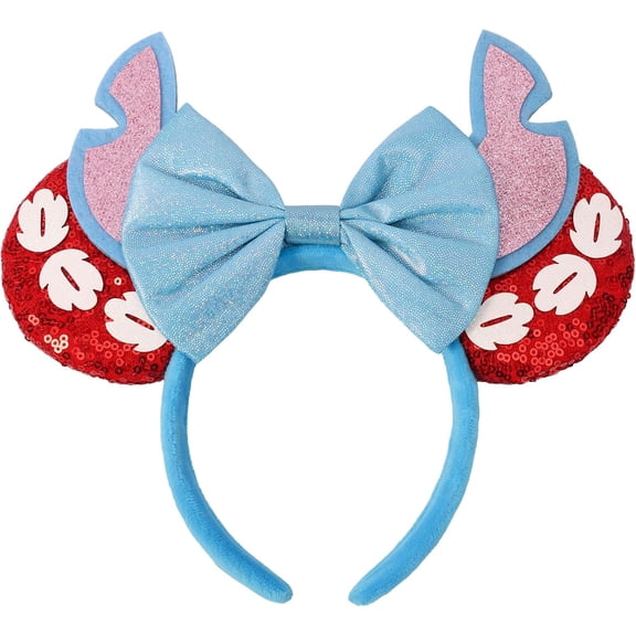 Ears Headband, Sequin Mouse Ears for Women Girls Boys, Hamemade Soft Bow Headband for Cosplay Party Hair Accessories