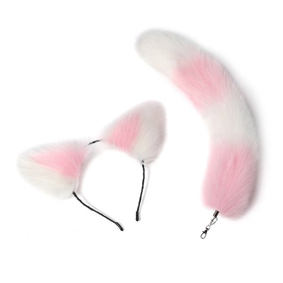 Ears Headband and Tail Pendant Cute Keychain Jewelry Practical Bag Backpack Decorations for Cosplay Lover