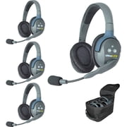 نظام سماعة الرأس Eartec UL4D UltraLITE ثنائي الأذن لأربعة أشخاص مع سماعة رأس رئيسية ثنائية الأذن وسماعة رأس عن بعد ثنائية الأذن 3x