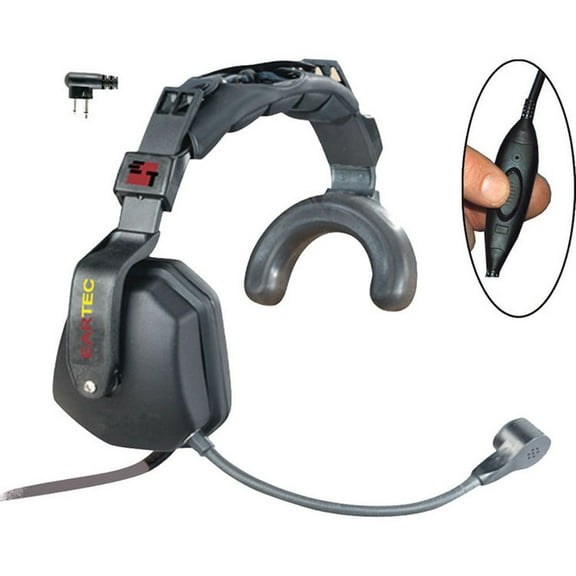 Eartec Ultra Single-Ear Heavy Duty Inline PTT Headset with Mic and Motorola 2-Pin Connector for Wireless Radio