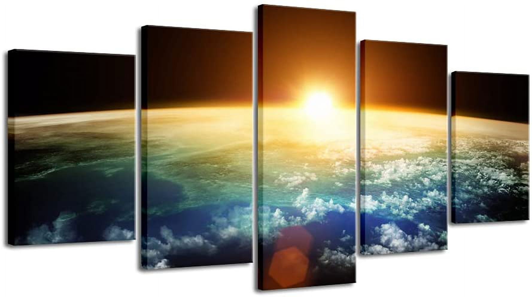 the Earth 5 Panels Extra Large Modern Landscape Artwork Giclee Canvas