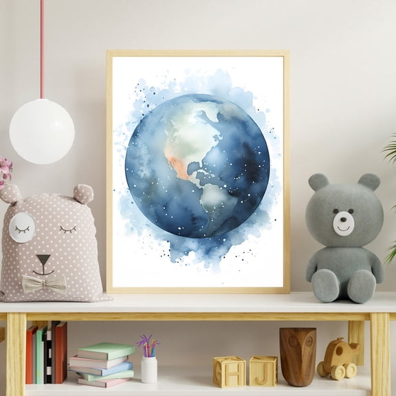Earth And Space Poster, Outer Space Nursery Wall Art