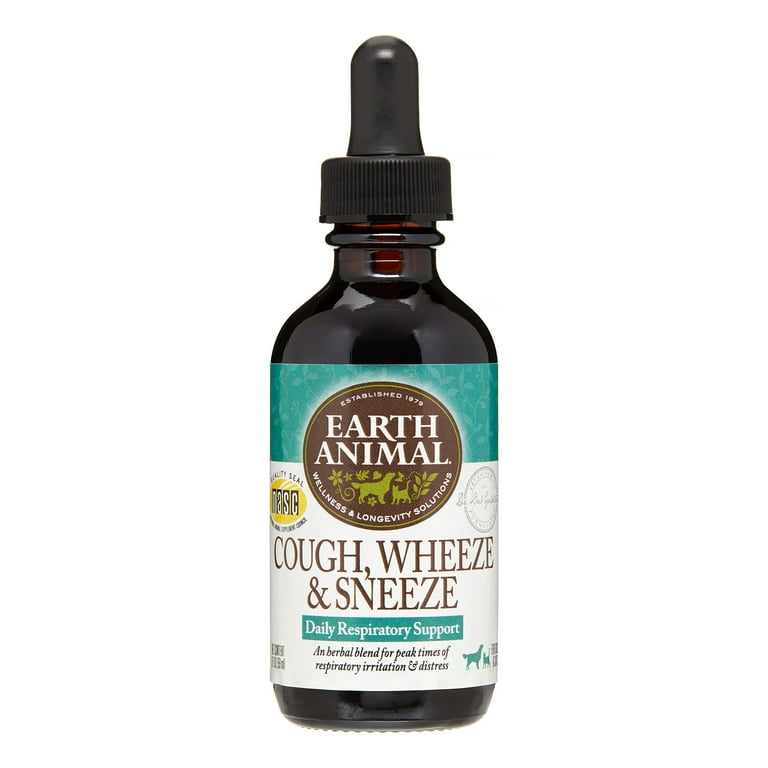 Earth Animal Apothecary Cough, Wheeze, & Sneeze Herbal Liquid Respiratory Supplement for Dogs & Cats, 2-fl oz bottle