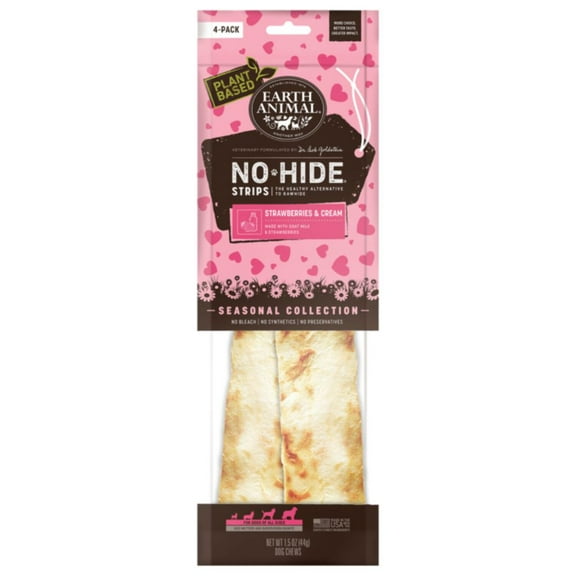 Earth Animal Dog No-Hide Strips Strawberry  Cream 4 Pack