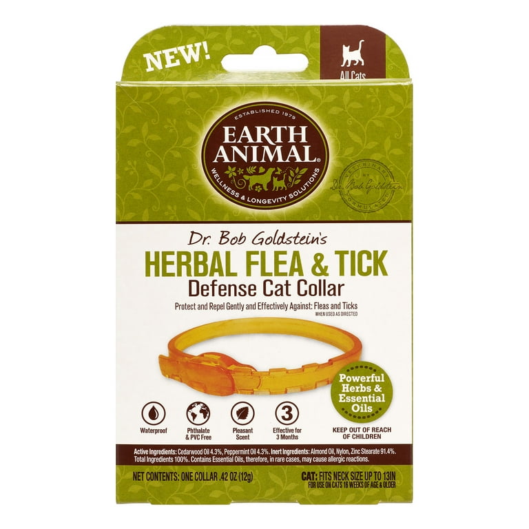 Earth Animal Herbal Flea and Tick Defense Collar for Cats 3 Month
