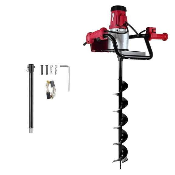 Earth Auger with Reverse Function, 1500W Electric Post Hole Digger with 6" Drill Bit, 110V Electric Powered Auger for Fence Posts, Tree Planting, Landscaping & Gardening