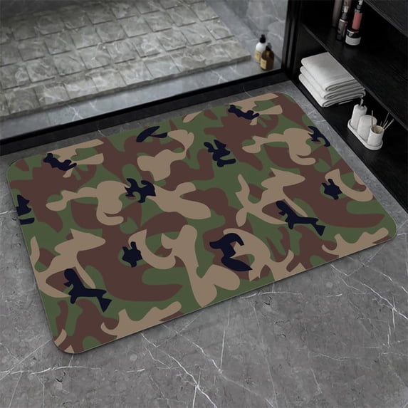 Earth Bath Mat,Jungle Camouflage Non-Slip Volume Super Absorbent Fast Drying for Bathroom Kitchen Door mat,Eco-Friendly Easy to Clean 20×31Inch (50 * 80cm)