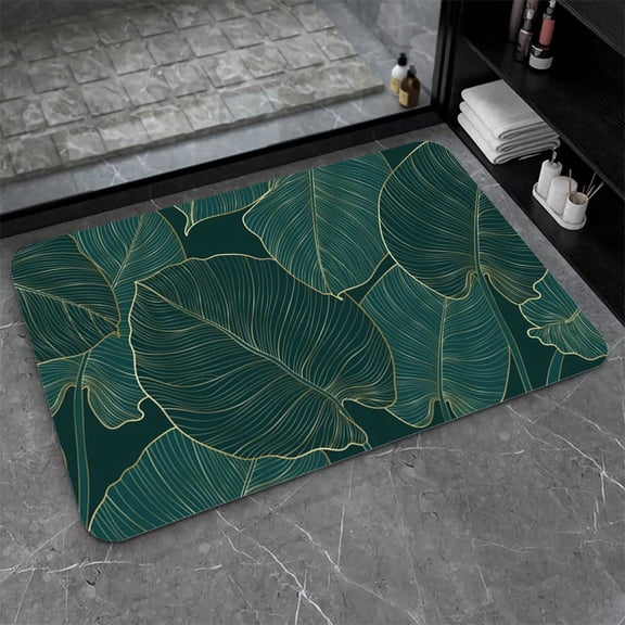 Earth Bath Mat,The Leaves Non-Slip Volume Super Absorbent Fast Drying for Bathroom Kitchen Door mat,Eco-Friendly Easy to Clean 16×24Inch (40 * 60cm)