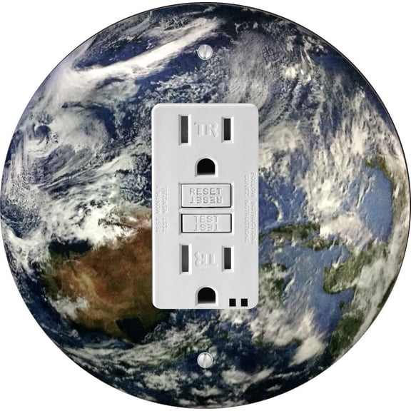 Earth Blue Design - Round Light Switch Plate Cover - GFI