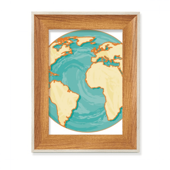 Earth Blue Ocean Yellow World Desktop Wooden Photo Frame Display Picture Art Painting Multiple Sets