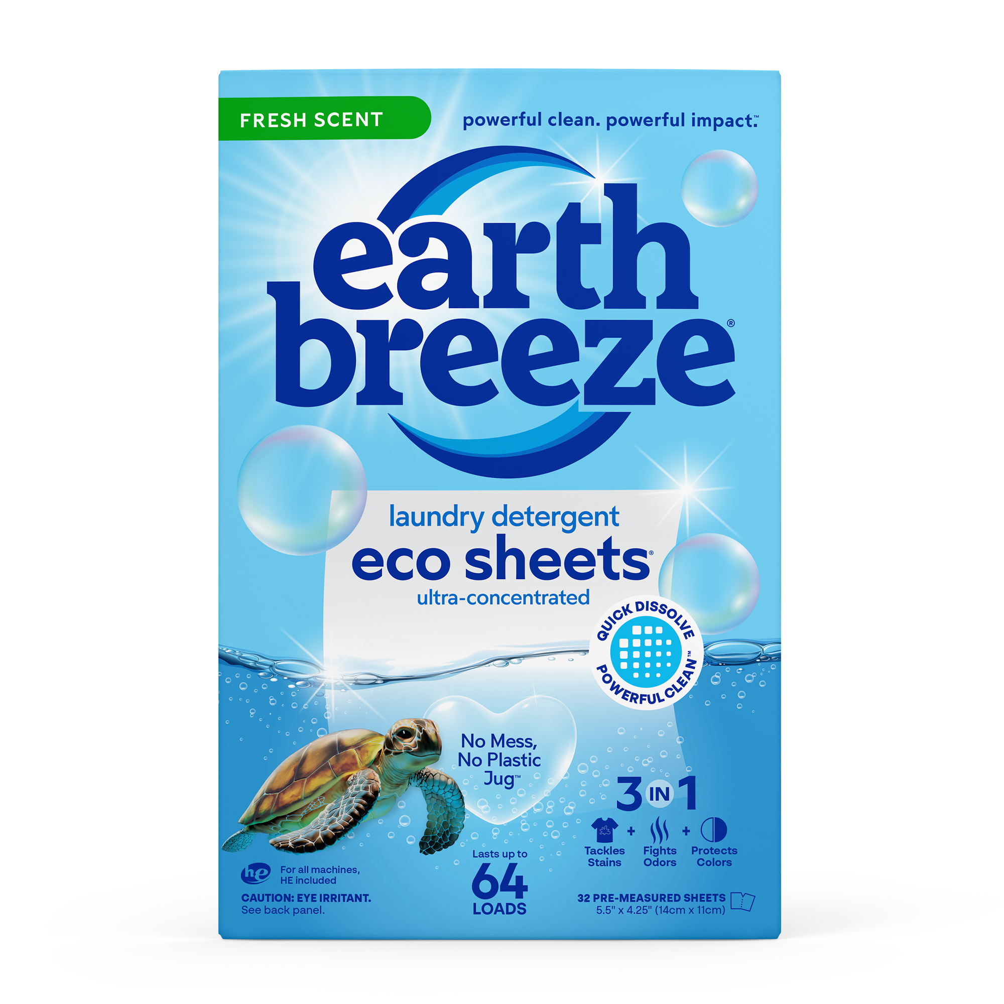 Earth Breeze Laundry Detergent Eco Sheets® Fresh Scent 64 loads