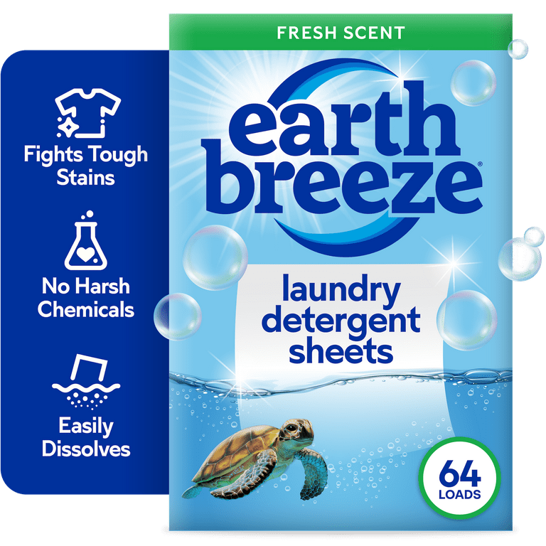 Earth Breeze Laundry Detergent Sheets, Fresh Scent Eco Sheets, 32