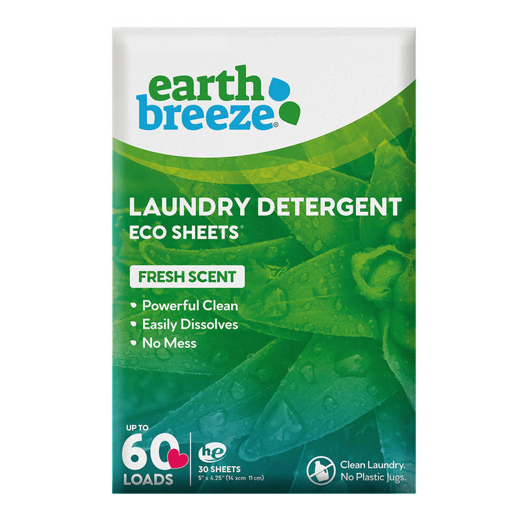 Earth Breeze Laundry Detergent Sheets — Fragrance-Free — No Plastic Jug (60  Loads) 30 Sheets, Liquidless Technology, Review-Guide, by Bilalrokx