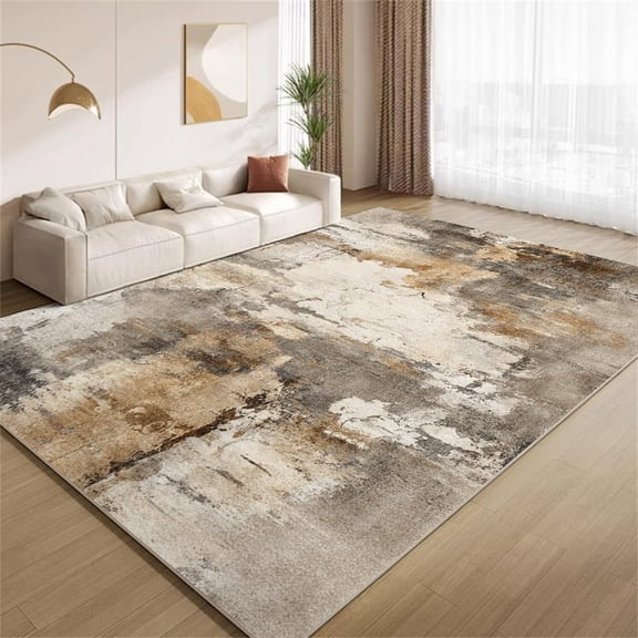 Earth Brown Rug 5x6 Area Rugs Old Vintage Abstract Texture Rugs Ultra Soft Washable Carpet with Non Slip Backing for Living Room Bedroom Gameroom Study Office Home Decor Mat