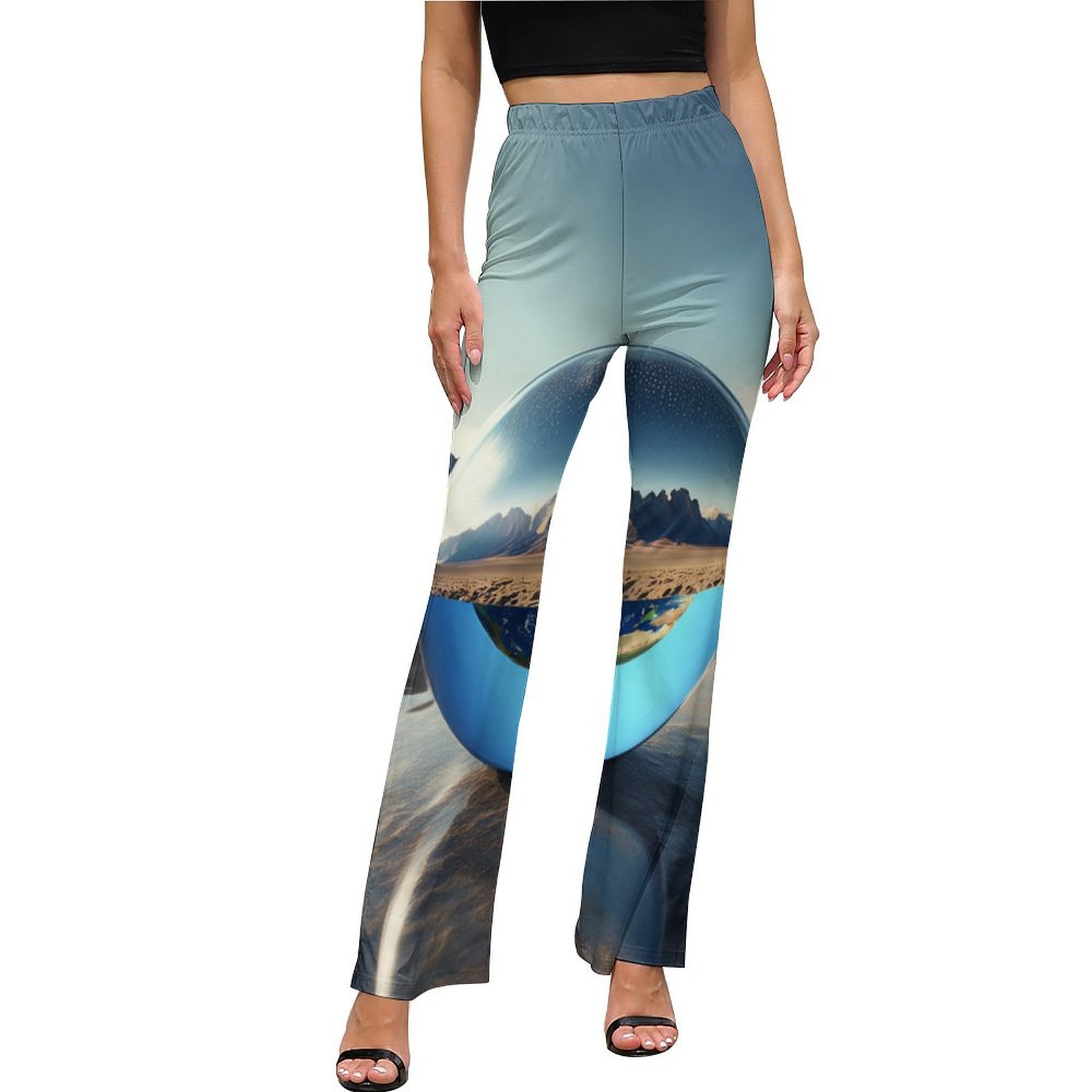 Picture of Earth Bubble Reflection High Waisted Casual Flared Trousers Summer Home ...