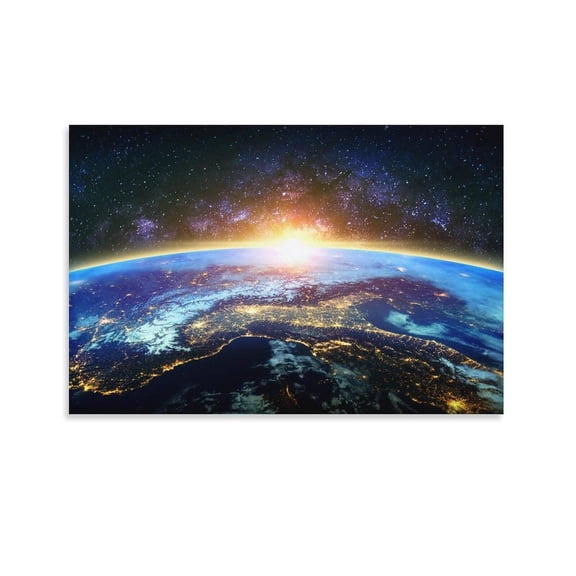 Earth Canvas Print Planet Wall Art Space Canvas Astronomical Art Galaxy Decor Poster Decorative Painting Canvas Wall Art Living Room Posters Bedroom Painting