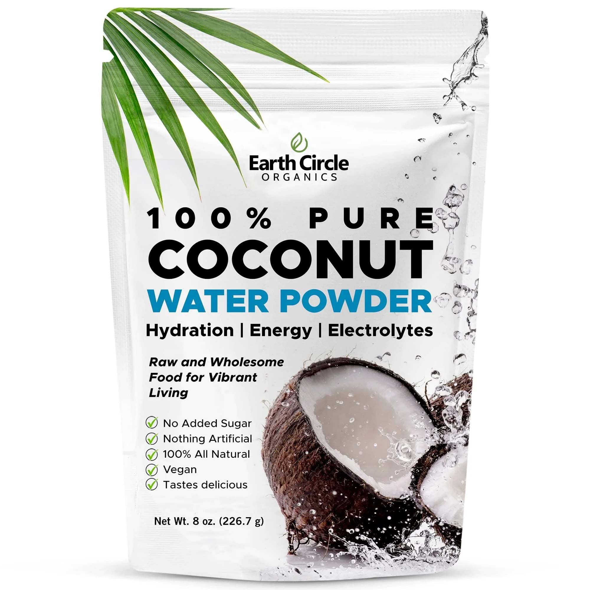 Earth Circle Organics Freeze Dried Coconut Water Powder, 8 Oz