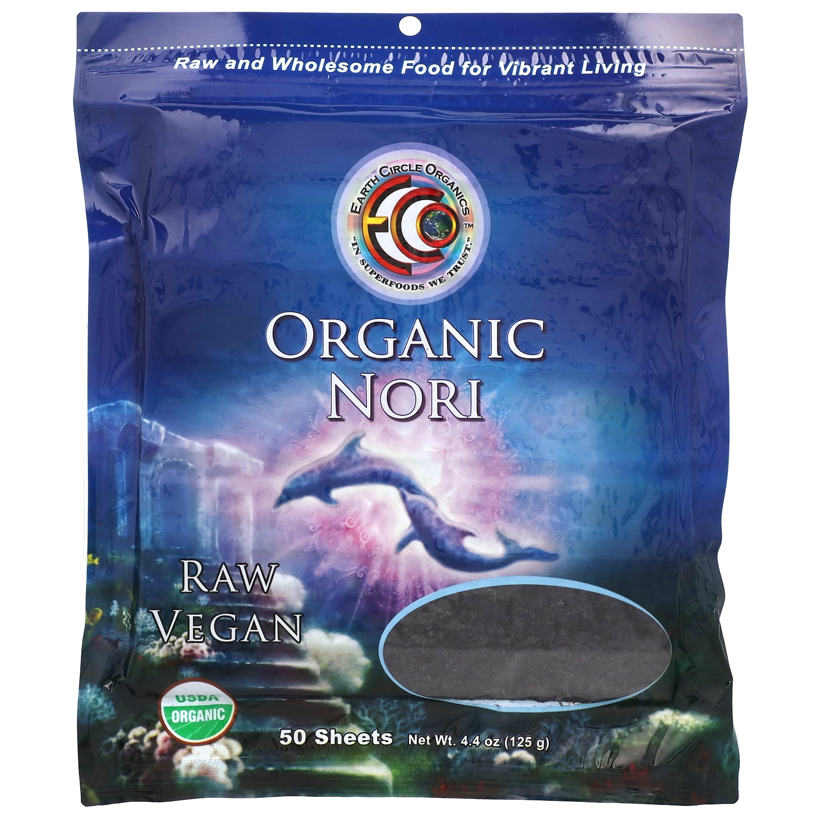Earth Circle Organics Organic Nori, 50 Sheets, 4.4 oz (125 g