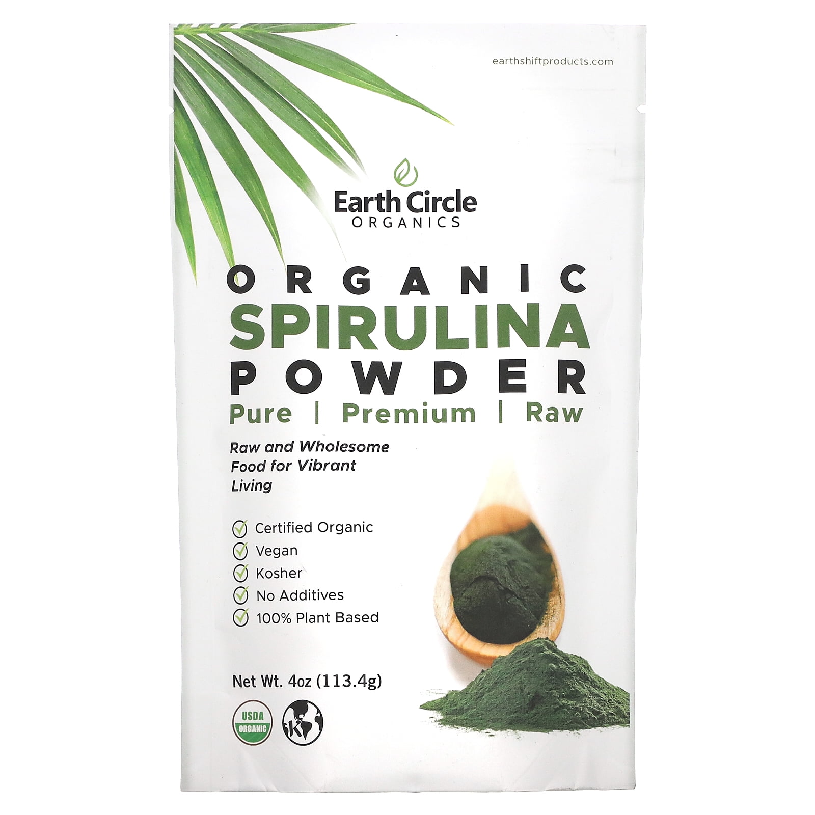 Earth Circle Organics Organic Spirulina Powder, 4 oz (113.4 g)