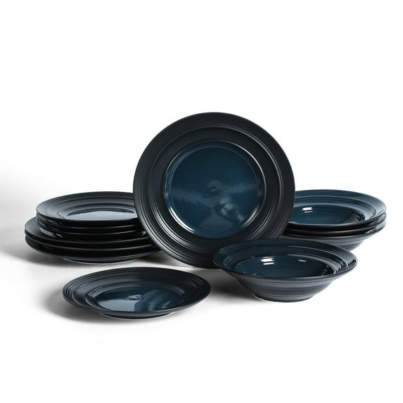 Earth & Clay Celeste 12-Piece Dinnerware Set Stoneware, Blue