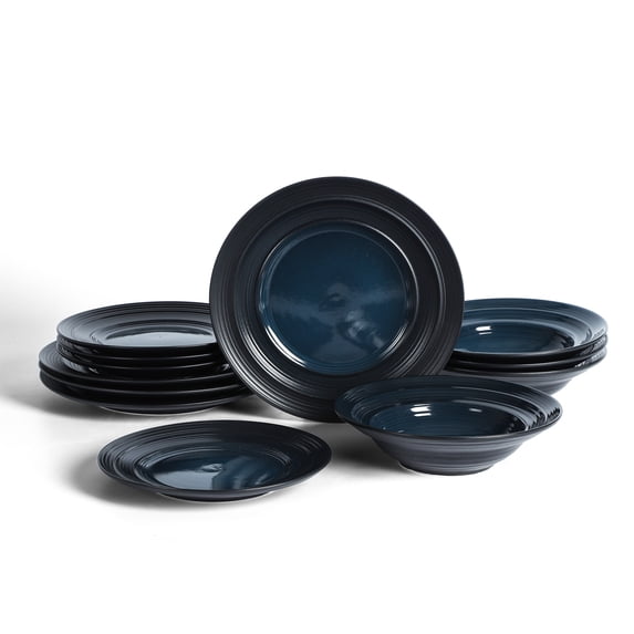 Earth & Clay Celeste 24-Piece Dinnerware Set Stoneware, Blue