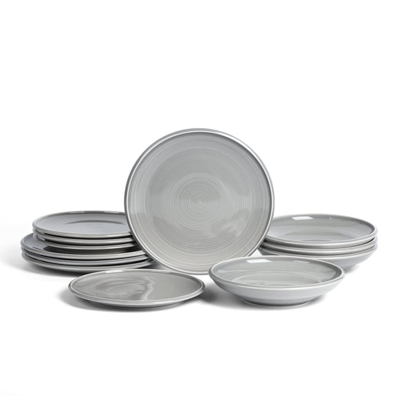 Earth & Clay Harmony 12-Piece Dinnerware Set Stoneware, Grey